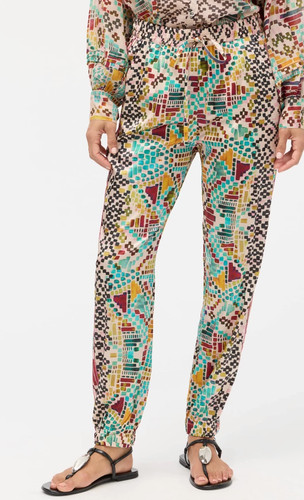 Johnny Was Genora Paneled Silk Jogger Pants Womens Large Etris $295