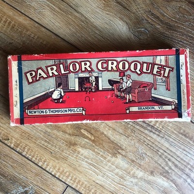 1930s Vintage Parlor Croquet Game in Original Box / Newton & Thompson Mfg.