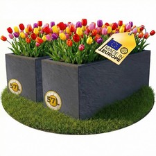 2x Pflanzkübel rechteckig Vulkan Blumenkasten Wasserspeicher Balkon Blumenkübel