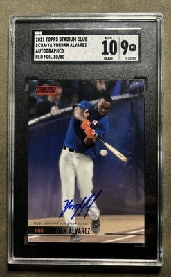 2021 Stadium Club Yordan Alvarez Autographed Red Foil 30/ 50 SGC 10