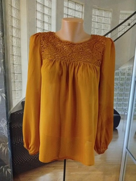 Women HALLHUBER DONNA Shirt Orange Silk 34 / XS /