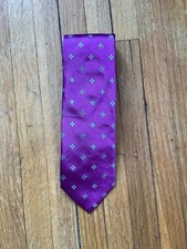 Bespoke NYC Purple Geometric Print Neck-Tie.100 Silk Tie,Made in France,MINT