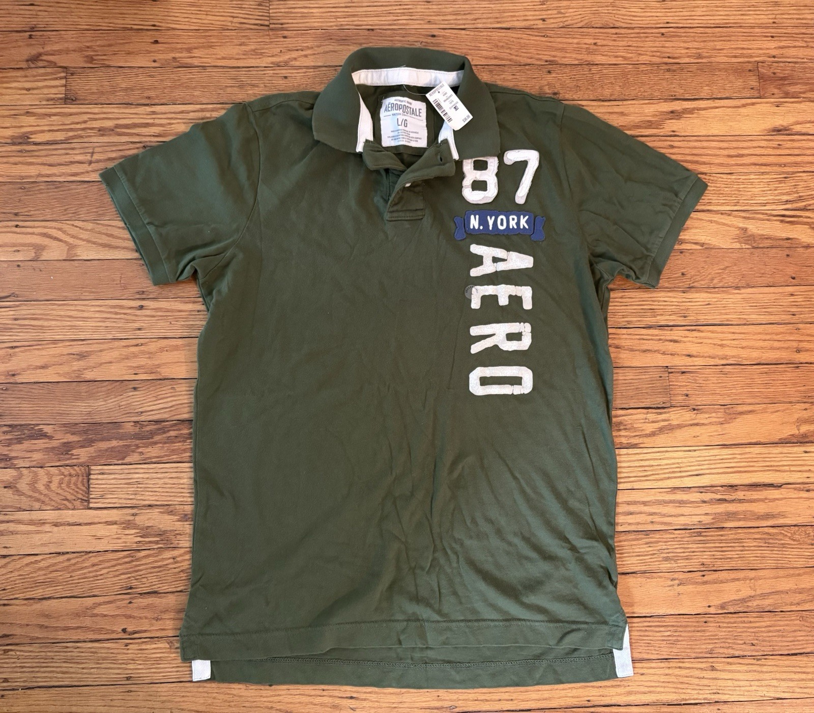 Vintage Men’s Y2K Aeropostale NY 87 Green Polo Shirt Sz L NWT