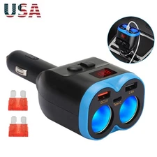 Smart Dual USB Charger Power Adapter Car LCD Cigarette Lighter Socket Splitter