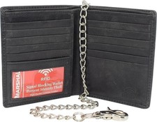 RFID Blocking Vintage Leather Slim Hipster Bifold Biker Long Chain Wallet for...
