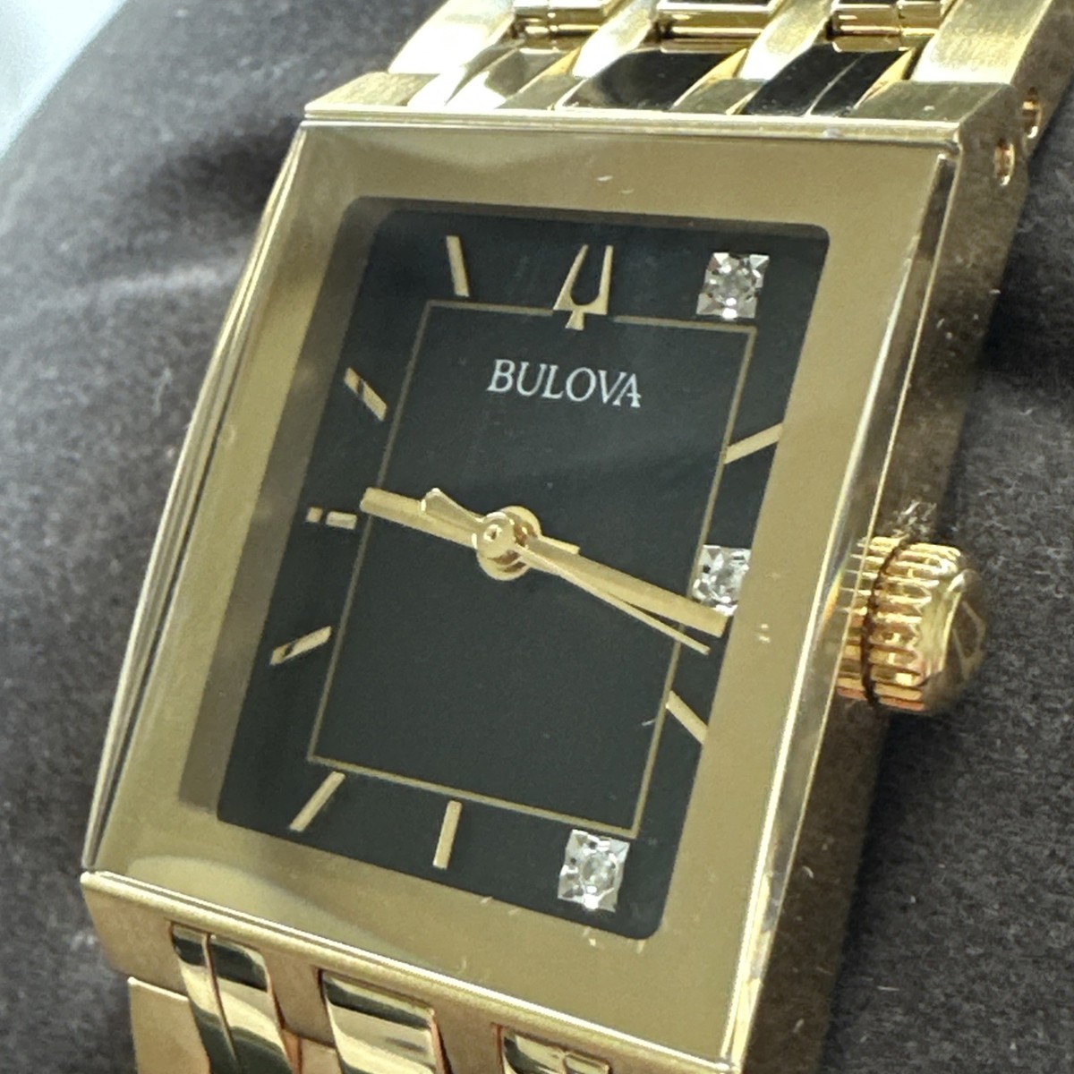 Bulova x Marc Anthony Women\'s Watch 97P167 Quadra Quartz Diamond Gold Steel Tank Amazon.com: Bulova Marc Anthony Ladies Modern Quadra Diamond  main image 2