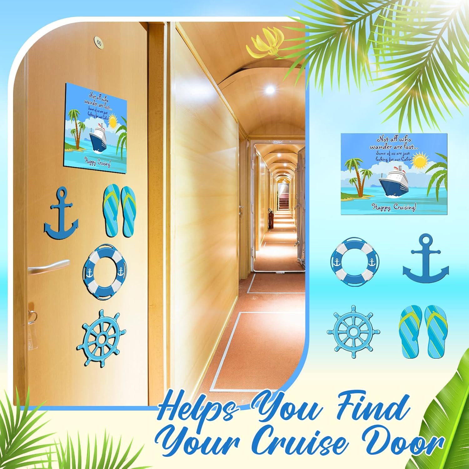 Kanayu 6 Pcs Cabin Cruise Door Decorations Magnetic Large Ship Decorations Magne