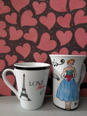 *Tasse à cafe*  (2) TASSE VINTAGE PARIS   8oz,12oz
