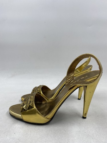 Prada Gold Pointed Leather Toe Pump W 8 - Picture 3 of 9