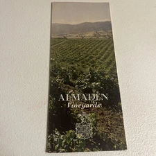 Almaden Vineyards Brochure Wine Guide, Los Gatos California