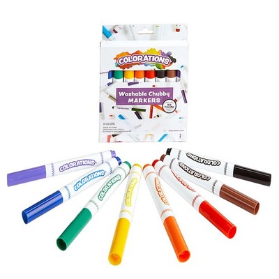 Colorations Chubby Markers Set of 8, 8 Colors, Conical Tip, Coloring, Paper, Kid