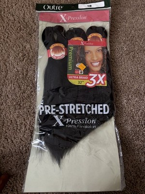 X-Pression 100% Kanekalon Pre-stretched 32  Braiding Hair Color 1B