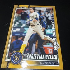 CHRISTIAN YELICH WALK THIS WAY YELLOW #41/50 YELLOW MILWAUKEE BREWERS SHRT PRNT