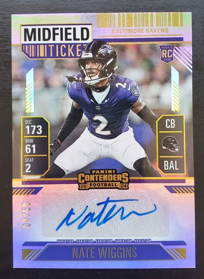 2024 Panini Contenders Nate Wiggins Midfield Ticket Variation RC Auto 4/50