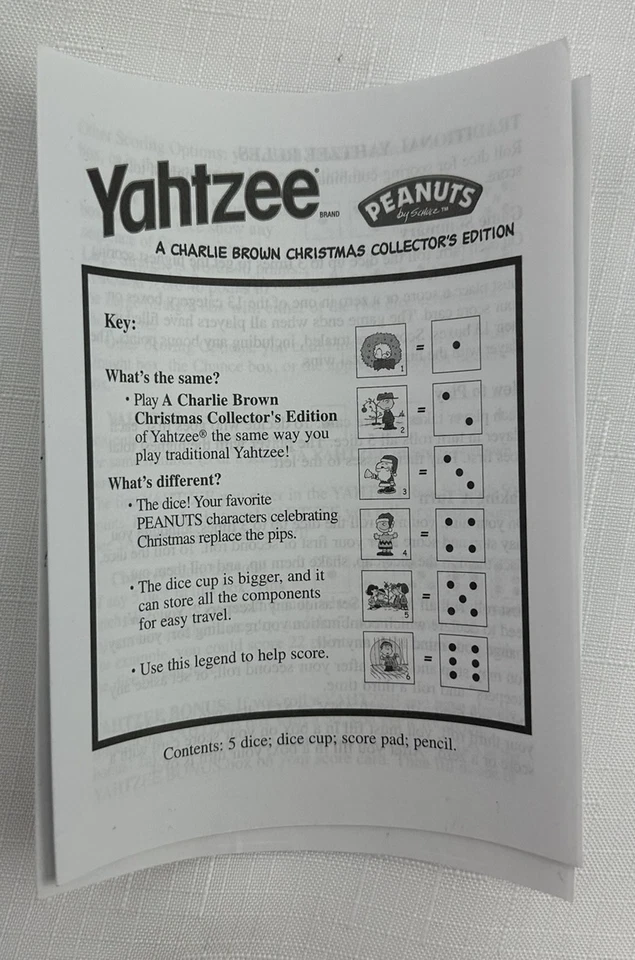 2008 Charlie Brown Yahtzee Peanuts Christmas Complete Very Good Cond FREE SHIP - Image 4 of 4
