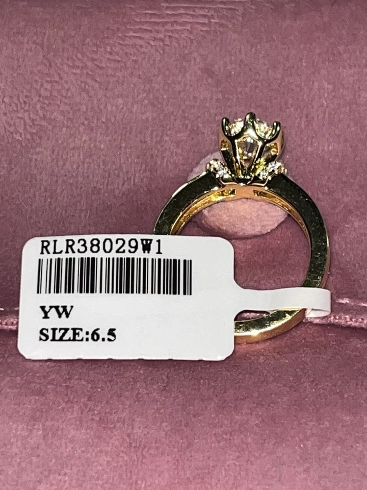 Suzy LeVian Sterling Silver Gold Ring Size 6.5 Cubic Zirconia Hidden Hidden Gem - Image 3 of 4