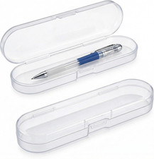 2Pcs Clear Plastic Pencil Case Small Slim Hard Storage Box Long Polypropylene Co