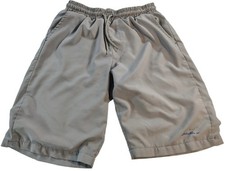 Boy's Large Gray High End Eddie Bauer Swim Shorts With Blue Mesh Inside