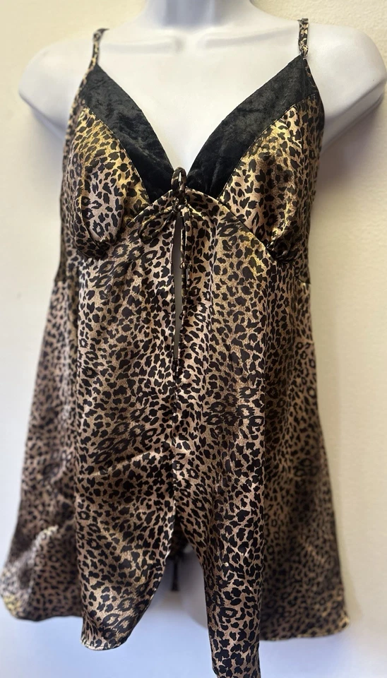 Винтажные атласные трусики Gilligan & O'Malley Flyaway Cami & G-String XXL леопард гепард - Изображение 4 из 4