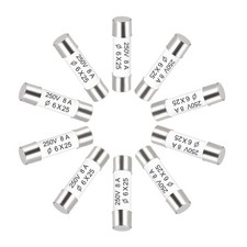 Ceramic Cartridge Fuses 8A 250V 6x25mm Fast Blow for Energy Saving Lamp 10pcs