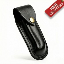 SK CUSTOMS Premium Black Leather Folding Knife Sheath - Brass Snap Fits Buck 110