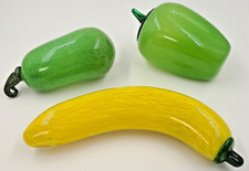 Vintage Hand Blown Glass Fruit Murano Style Art Deco Lot of 3 Banana Pepper Pear