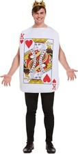 Adult King of Hearts Playing Card Fancy Dress Costume Poker Carnival Parties