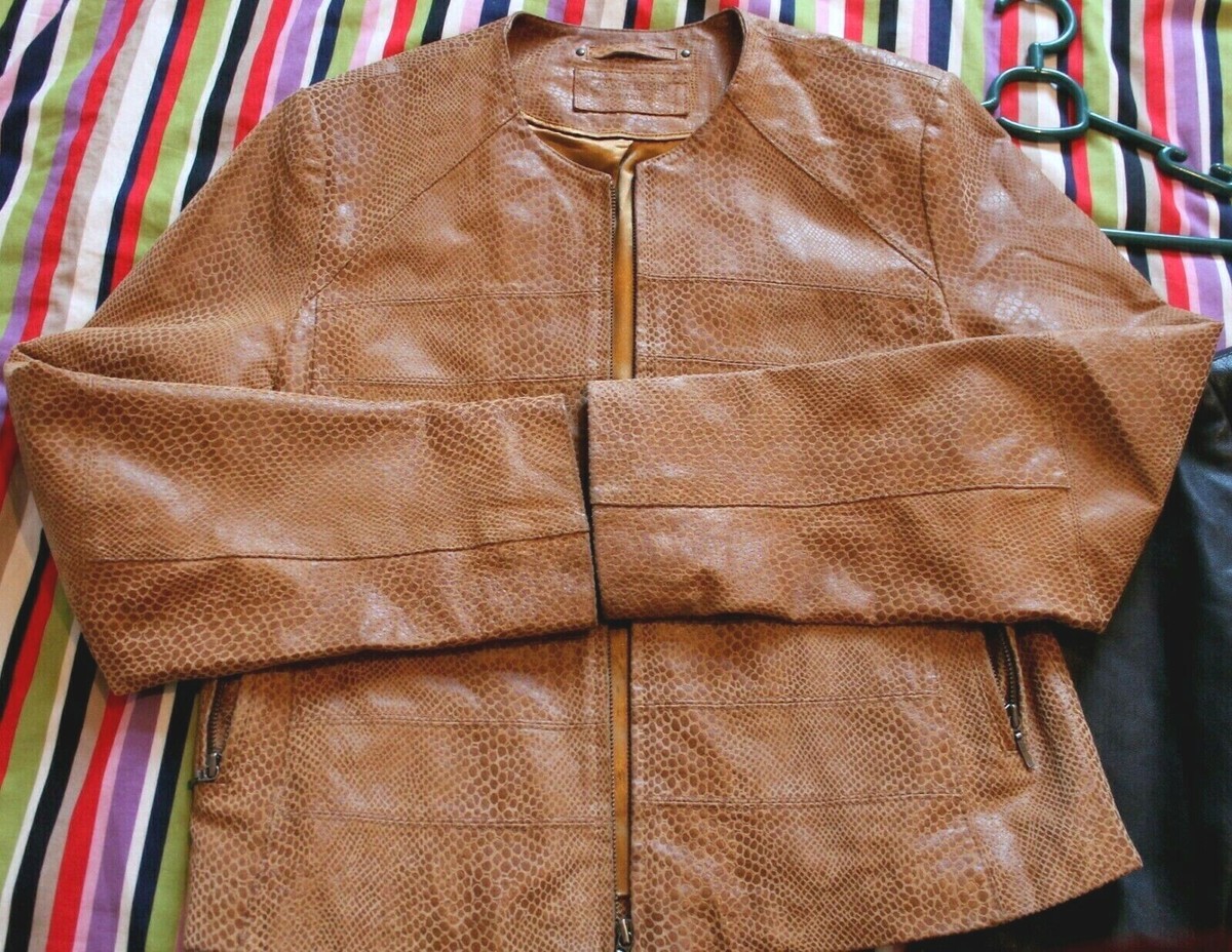 ALAIN KLEIN Paris Vintage 90s Brown Leather Jacket Womens Casual