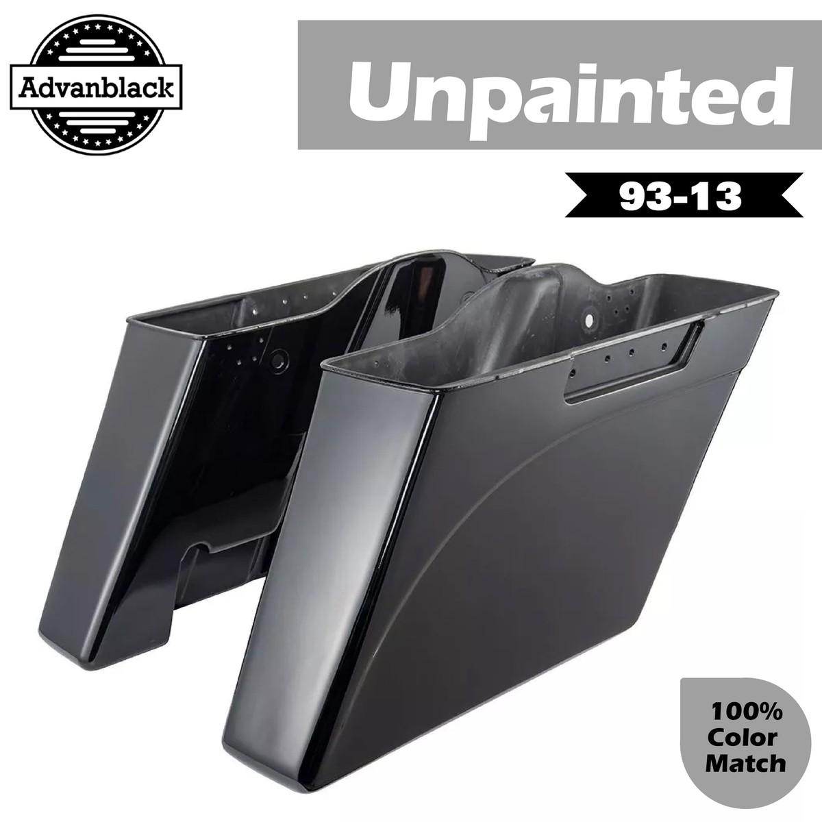 Unpainted Extended Stretched Saddlebags No Cutout/Dual Uncut For