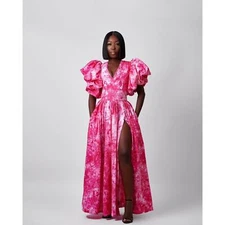 Sika Shuri 100% Cotton Handmade Pink Tie Dye Maxi Dress Size 2 NWT