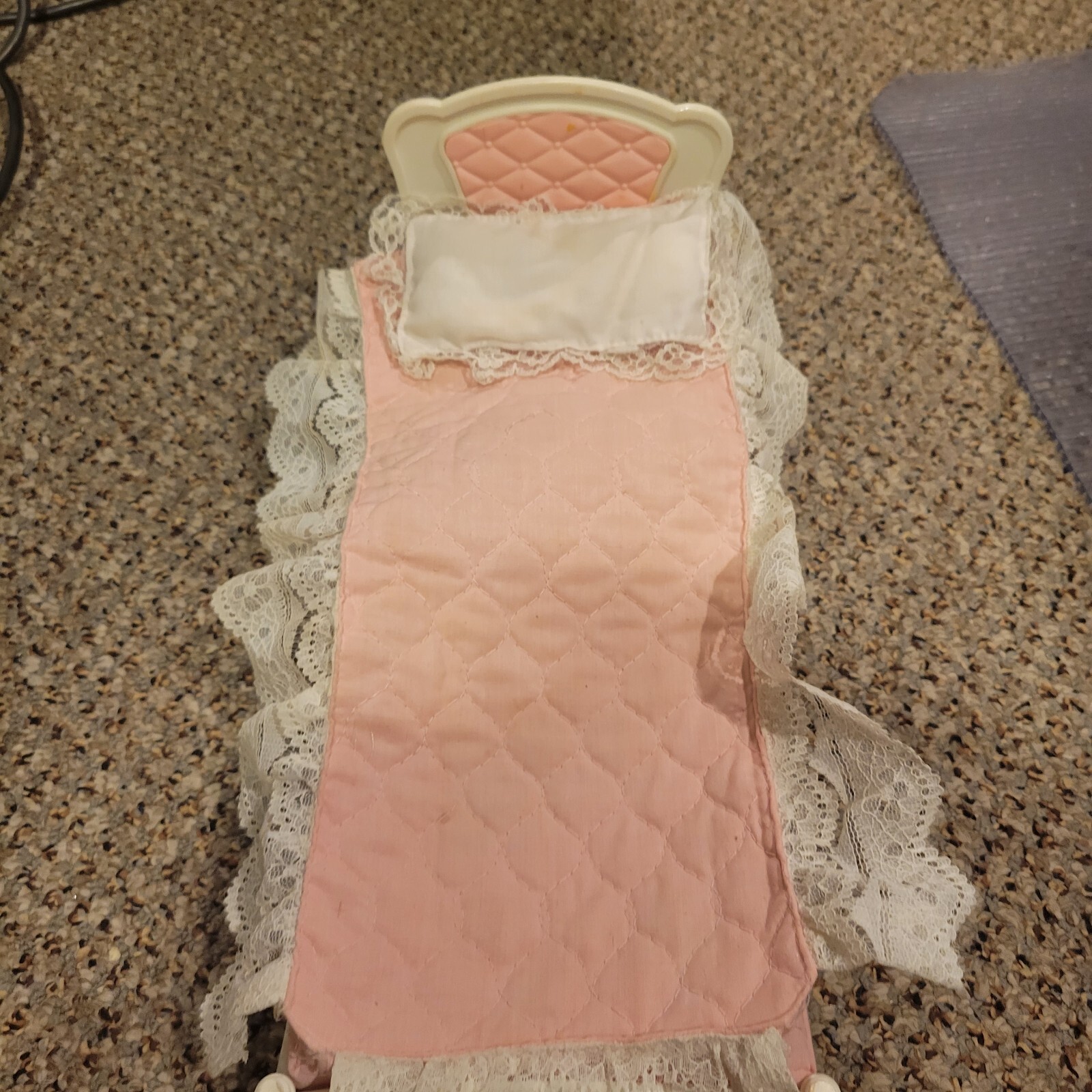 Vintage Zima 1980’s Pink Canopy Barbie Bed Cover Mattress For 11.5