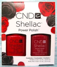 CND SHELLAC RUBY RITZ & WILDFIRE Perfect Pair Red Gel Polish Set NIB Ltd Ed