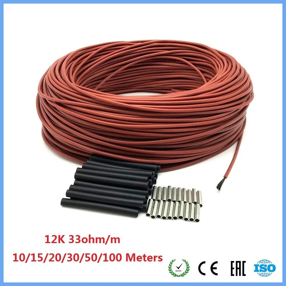 Electric Carbon Heating Wires Infrared Warm Floor Cable 5-100 Meters 33ohm/m