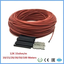 Electric Carbon Heating Wires Infrared Warm Floor Cable 5-100 Meters 33ohm/m