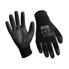 Image of Scan SCAGLOPU240M Black PU Coated Gloves - M (Size 8) (240 Pairs)