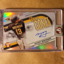MANNY MACHADO 2023 TOPPS GOING.GOING.GONE! BLUE PRISTINE REFRACTOR AUTO #15/75