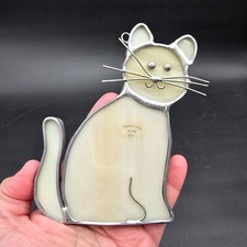 Leaded Stained Slag Glass CAT Kitten Suncatcher 5" Handmade USA