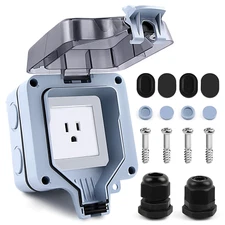 Outdoor Electrical Outlet with Cover 15A 125V Waterproof Power Socket Box 15 Amp