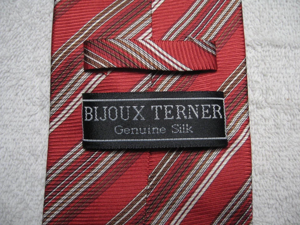 BIJOUX TERNER HOMBRE CORBATA ROJA CON RAYAS TOSTADAS 4 X 63 EXTRA LARGA Foto 4 de 4