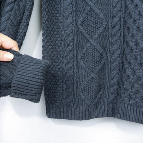 Michael Stars Navy Blue Cable Knit Sweater Size S Chunky Heavyweight Pullover - Picture 5 of 10