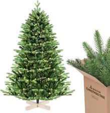 Künstlicher Weihnachtsbaum 180 cm mit LEDs & Holzständer  PE Tannenbaum PE