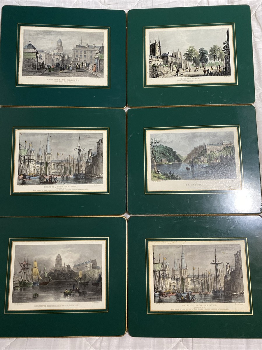 Vintage Lady Clare London Placemats Hard Board Felt Back Prints