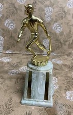 Vintage 1940’s Baseball Batter Trophy Gold Tone Metal Top Cellulite Plastic Base