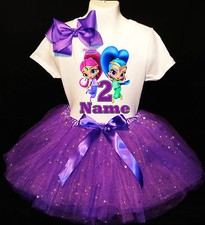 Shimmer & Shine 2nd second 2 Birthday***With NAME**Purple Tutu Dress Fast Ship