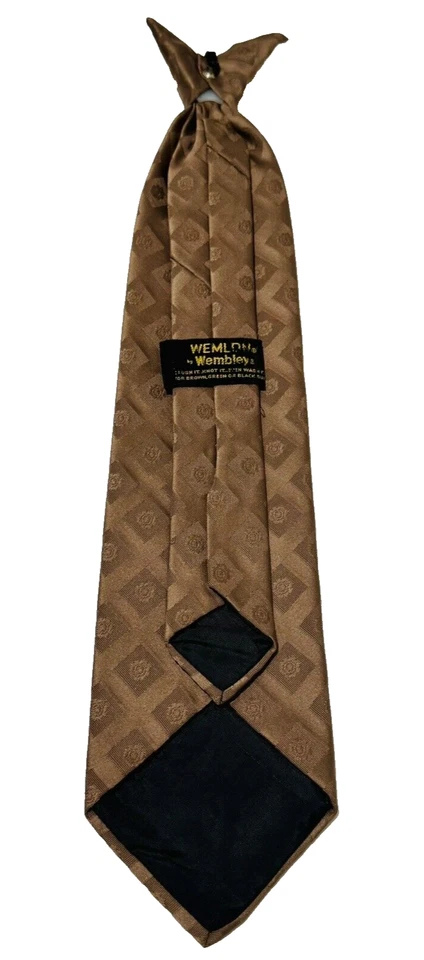 RARA Corbata con Clip Vintage Años 70 Marrón Texturizada "Wemlon by Wembley", 171/2"L x 31/2W Foto 2 de 4