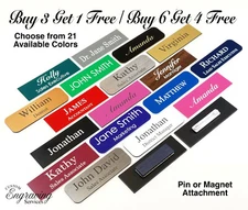 1X3 EMPLOYEE PERSONALIZED NAME TAG BADGE MAGNET OR PIN IDENTIFICATION ENGRAVED