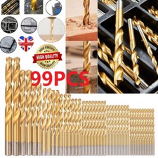 99Pcs Titanium Coated HSS Drill Bit Set Kit for Wood Metal 1.5-10mm UK