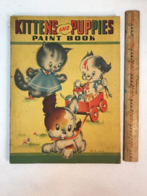 Vtg 1941 Cecil Lamb Puppies And Kittens Paint Coloring Book