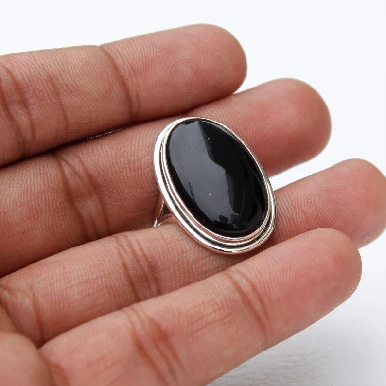 【cushka】 ring onyx silver Black Onyx Gemstone 925 Sterling Silver Handmade Ring All Size jk