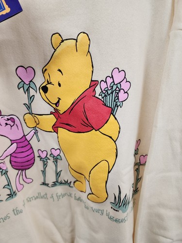 NWT Vintage 1990s Winnie The Pooh Sweater Disney Made In USA Piglet LARGE Hearts - Picture 3 of 8